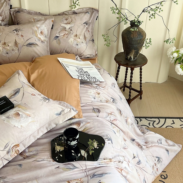 91家纺网 家纺一手货源 找家纺 梧桐树 2026新款全棉纯棉长绒棉数码印花系列四件套 S45香茗