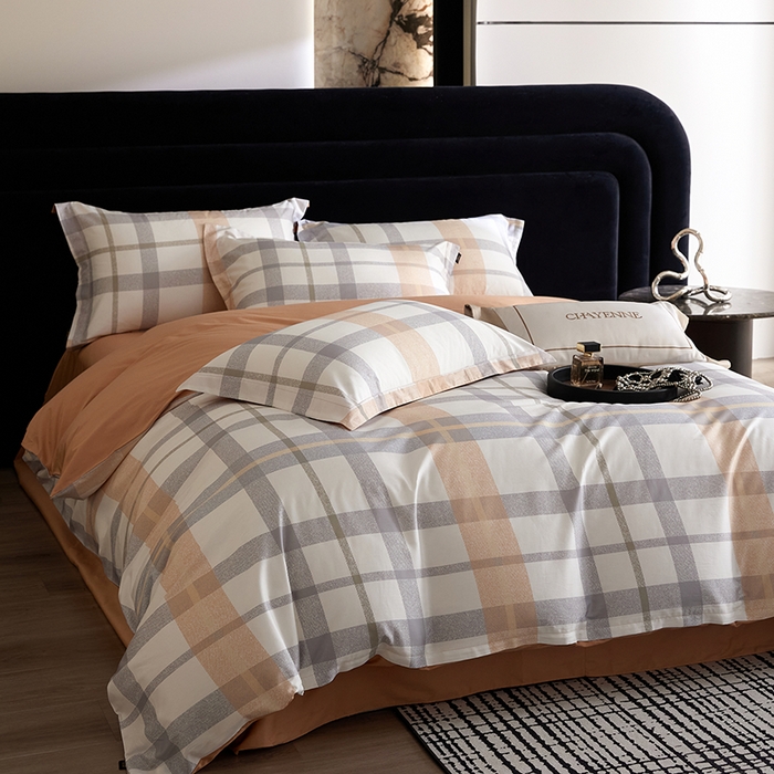 91家纺网 家纺一手货源 找家纺 梧桐树 2026新款全棉纯棉长绒棉数码印花系列四件套 S49暖桔