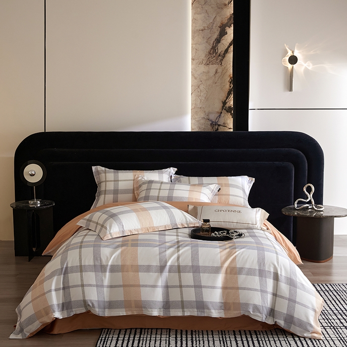 91家纺网 家纺一手货源 找家纺 梧桐树 2026新款全棉纯棉长绒棉数码印花系列四件套 S49暖桔