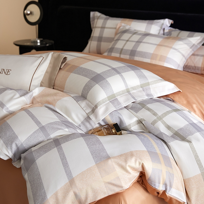 91家纺网 家纺一手货源 找家纺 梧桐树 2026新款全棉纯棉长绒棉数码印花系列四件套 S49暖桔