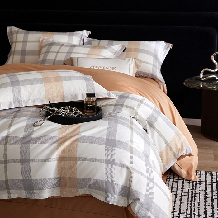 91家纺网 家纺一手货源 找家纺 梧桐树 2026新款全棉纯棉长绒棉数码印花系列四件套 S49暖桔