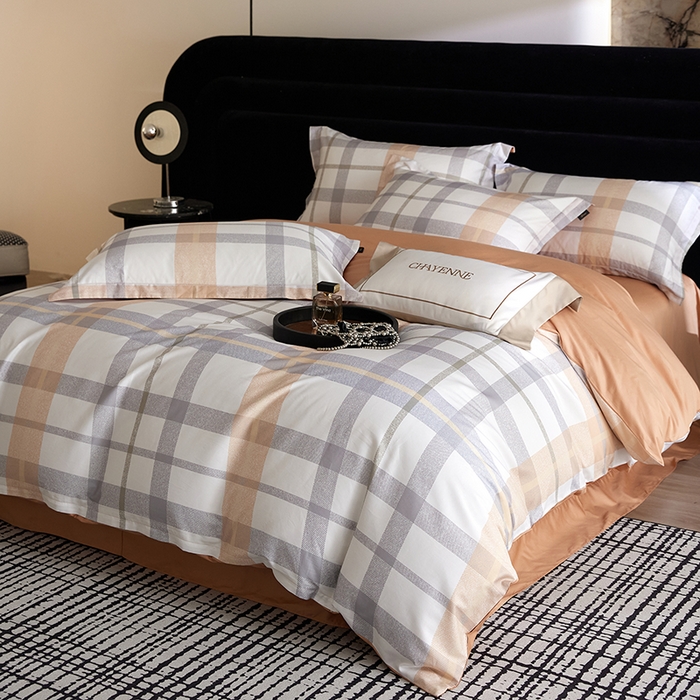 91家纺网 家纺一手货源 找家纺 梧桐树 2026新款全棉纯棉长绒棉数码印花系列四件套 S49暖桔