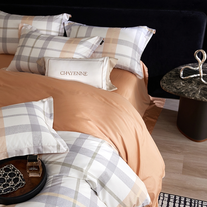 91家纺网 家纺一手货源 找家纺 梧桐树 2026新款全棉纯棉长绒棉数码印花系列四件套 S49暖桔