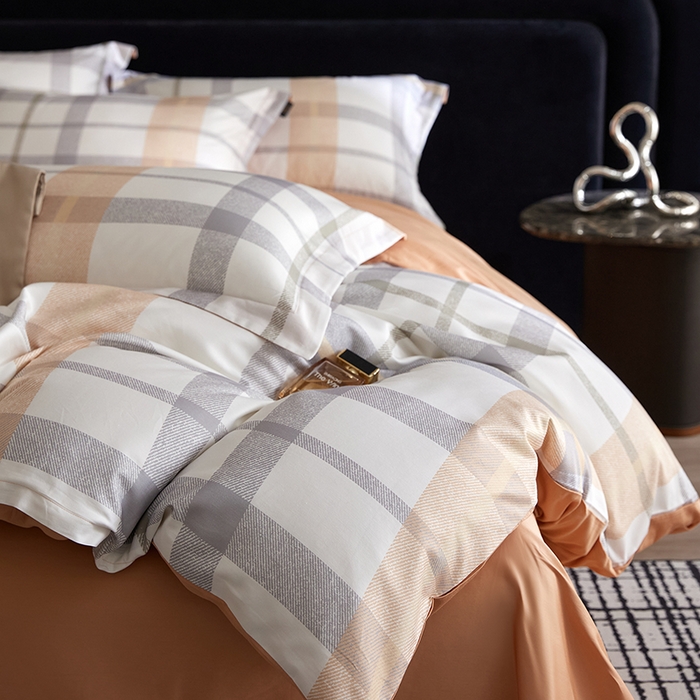 91家纺网 家纺一手货源 找家纺 梧桐树 2026新款全棉纯棉长绒棉数码印花系列四件套 S49暖桔