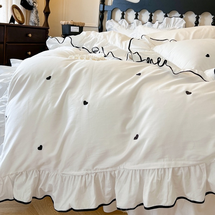 91家纺网 家纺一手货源 找家纺 （总）2025新款法式全棉花边夹棉床盖款四件套