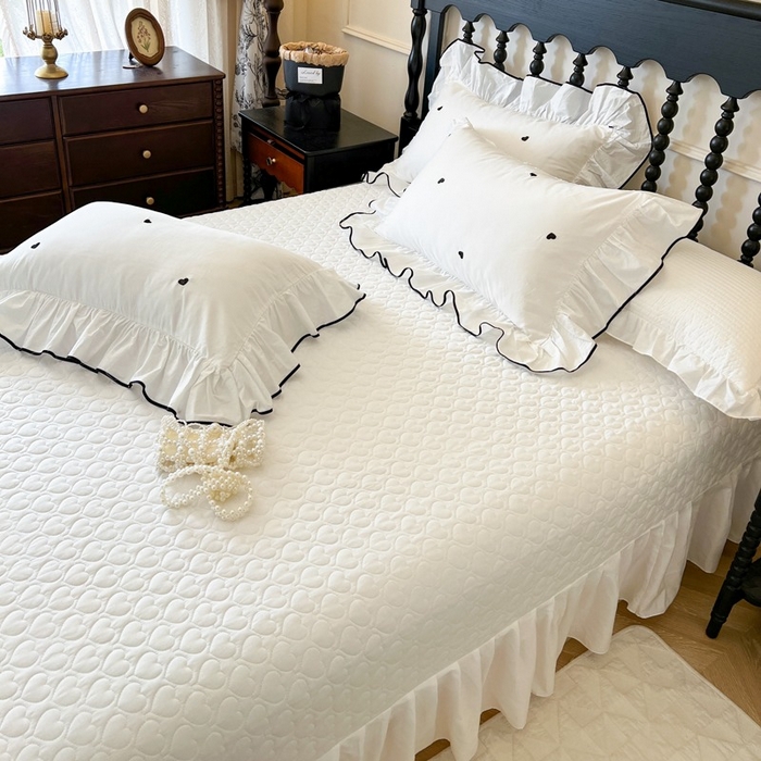 91家纺网 家纺一手货源 找家纺 （总）2025新款法式全棉花边夹棉床盖款四件套