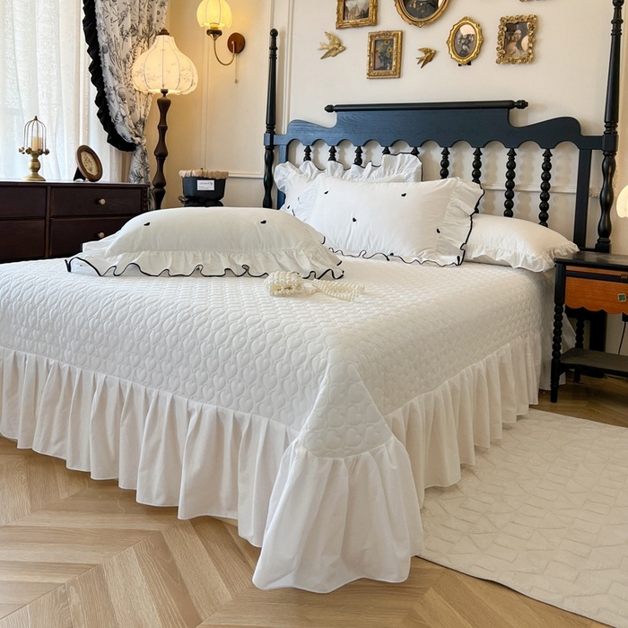 91家纺网 家纺一手货源 找家纺 （总）2025新款法式全棉花边夹棉床盖款四件套