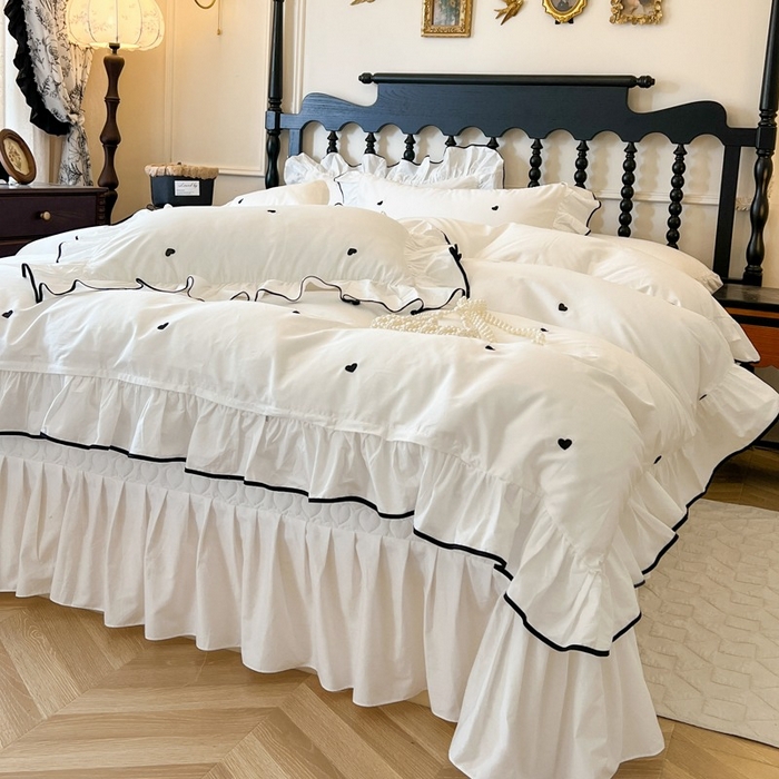 91家纺网 家纺一手货源 找家纺 （总）2025新款法式全棉花边夹棉床盖款四件套