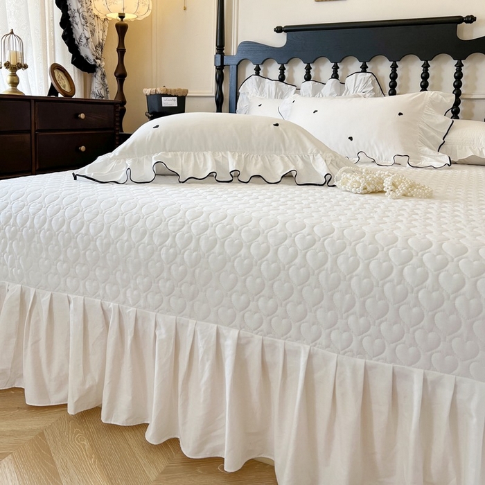 91家纺网 家纺一手货源 找家纺 （总）2025新款法式全棉花边夹棉床盖款四件套