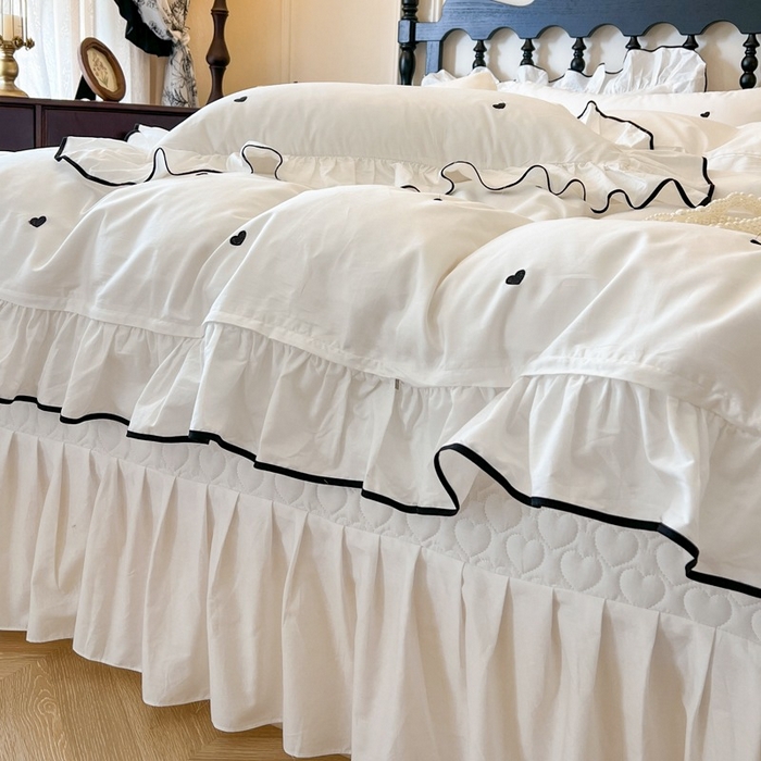 91家纺网 家纺一手货源 找家纺 （总）2025新款法式全棉花边夹棉床盖款四件套