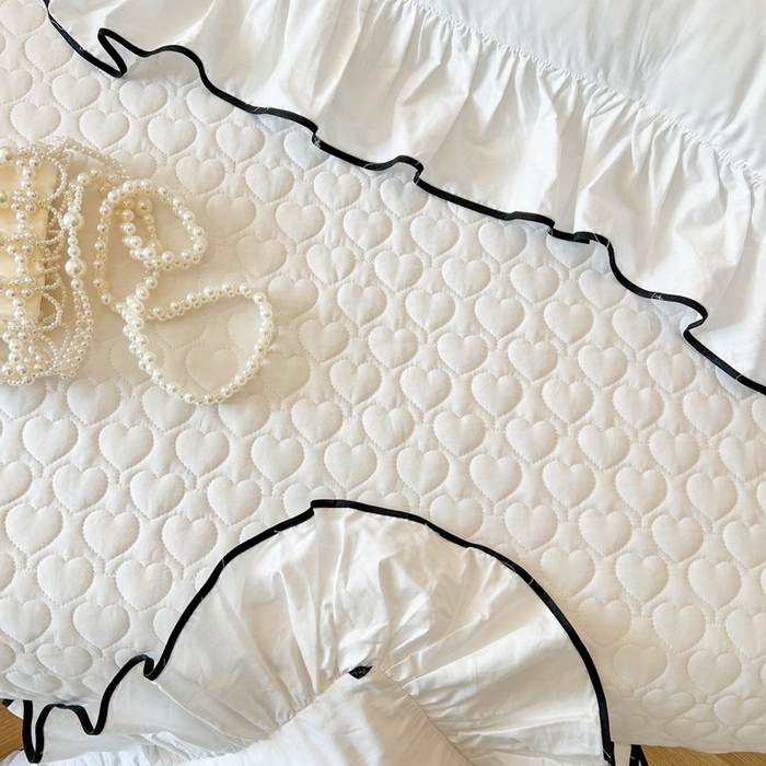 91家纺网 家纺一手货源 找家纺 （总）2025新款法式全棉花边夹棉床盖款四件套