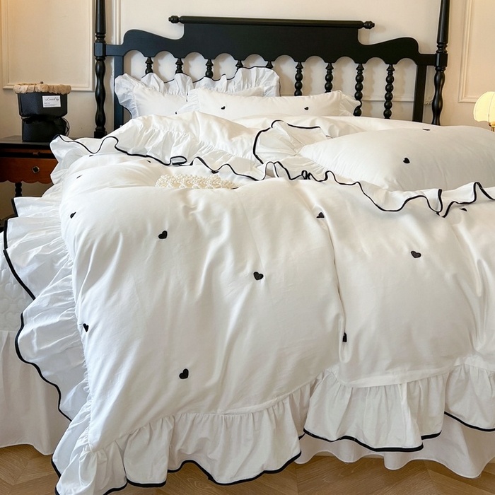 91家纺网 家纺一手货源 找家纺 （总）2025新款法式全棉花边夹棉床盖款四件套