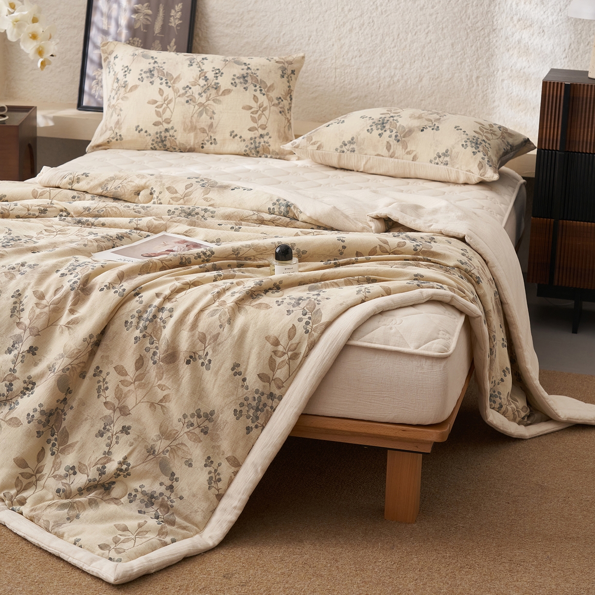 91家纺网 家纺一手货源 找家纺 吾诺家居 2026新款棉麻系列-棉麻印花棉花夏被 锦素