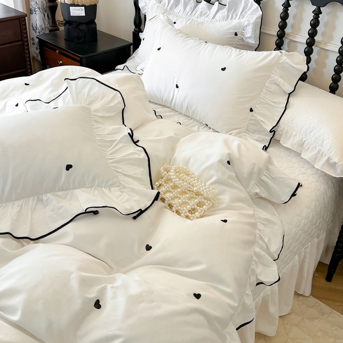 （总）2025新款法式全棉花边夹棉床盖款四件套