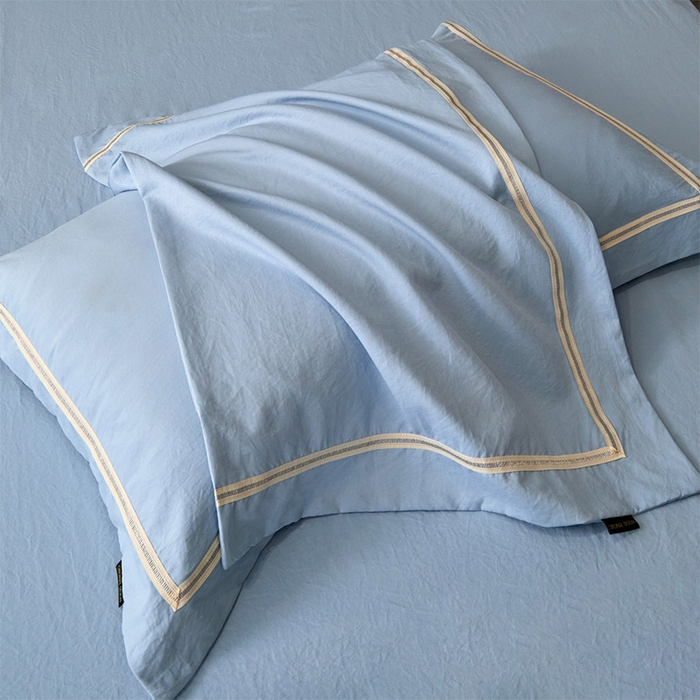 91家纺网 家纺一手货源 找家纺 库里梦家纺 2026新款高精密斜纹棉四件套镂空四件套-织带款 钴蓝