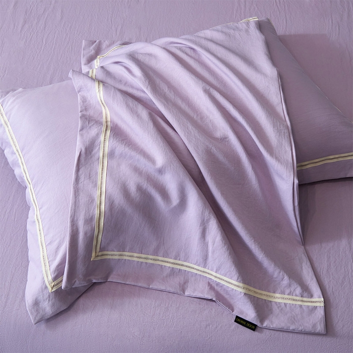 91家纺网 家纺一手货源 找家纺 库里梦家纺 2026新款高精密斜纹棉四件套镂空四件套-织带款 紫堇