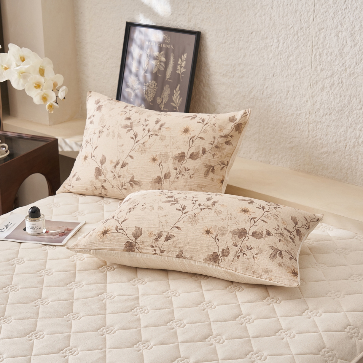 91家纺网 家纺一手货源 找家纺 吾诺家居 2026新款棉麻系列-棉麻印花棉花夏被 叶之恋