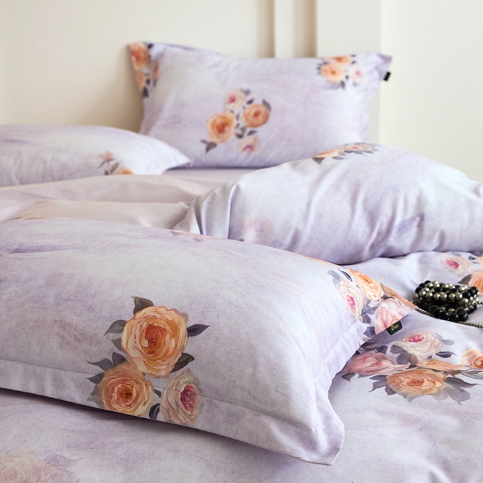 91家纺网 家纺一手货源 找家纺 梧桐树 2026新款全棉纯棉长绒棉数码印花系列四件套 S53花溪紫