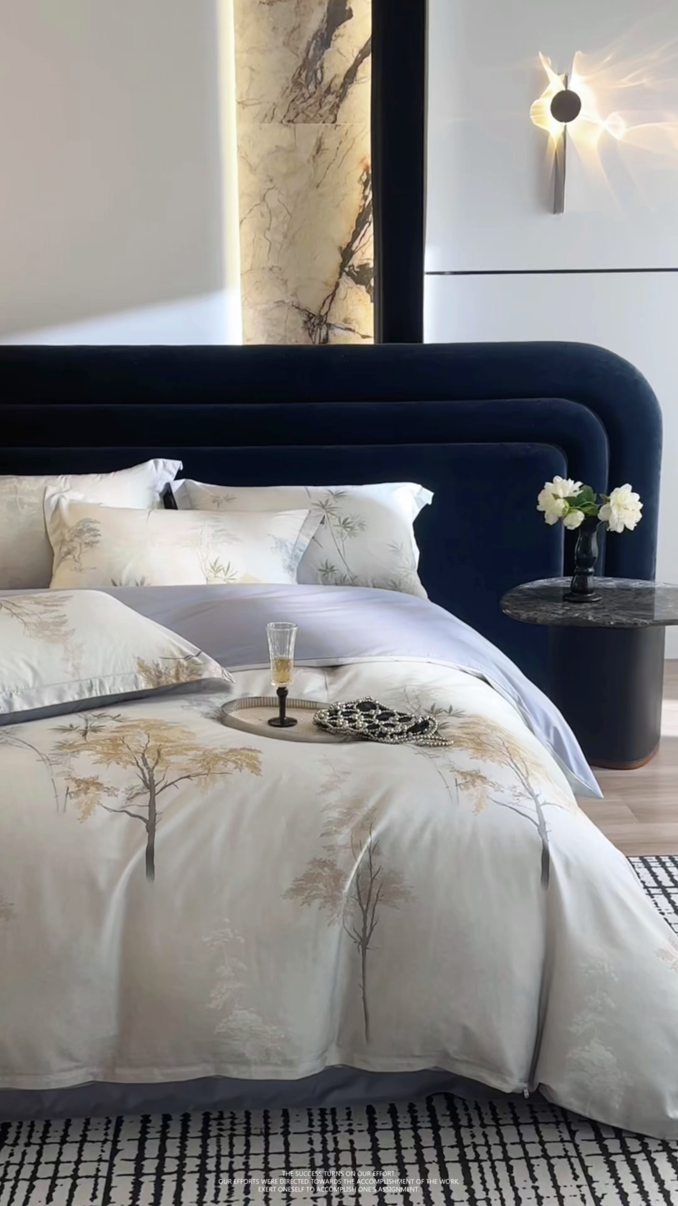 91家纺网 家纺一手货源 找家纺 梧桐树 2026新款全棉纯棉长绒棉数码印花系列四件套 S55森屿灰