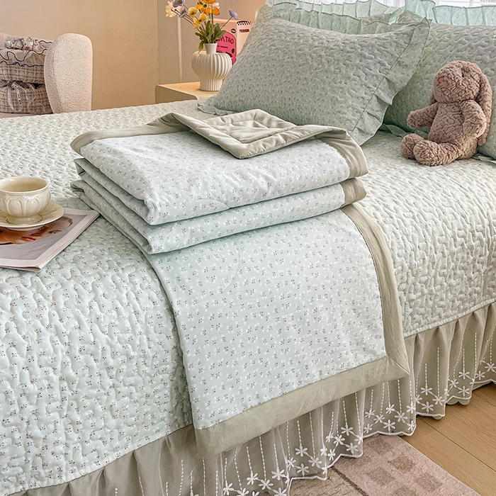 艺慕家纺 2026新款夏被四件套 薄荷绿