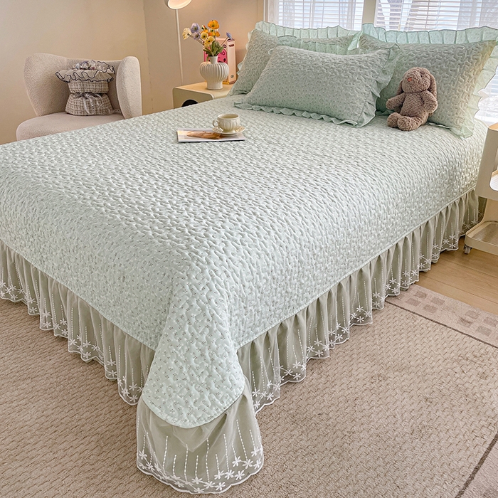 91家纺网 家纺一手货源 找家纺 艺慕家纺 2026新款夏被四件套 薄荷绿