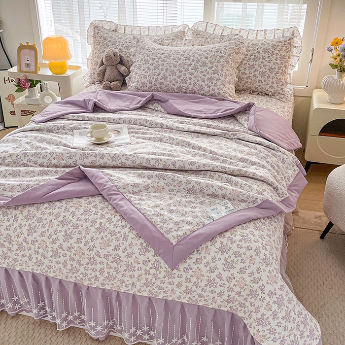 91家纺网 家纺一手货源 找家纺 艺慕家纺 2026新款夏被四件套 丁香花