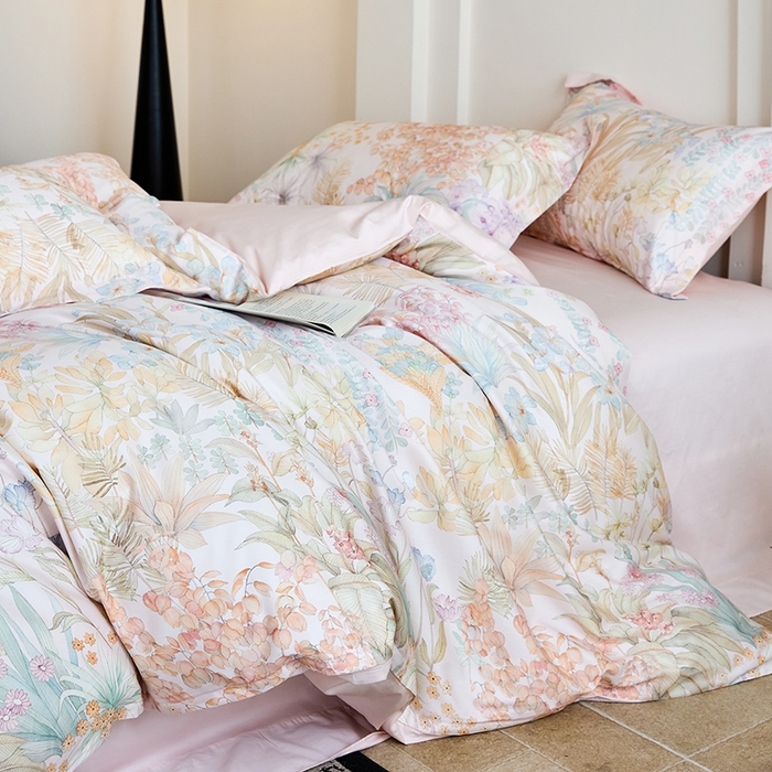 91家纺网 家纺一手货源 找家纺 梧桐树 2026新款全棉纯棉长绒棉数码印花系列四件套 S56伊甸园