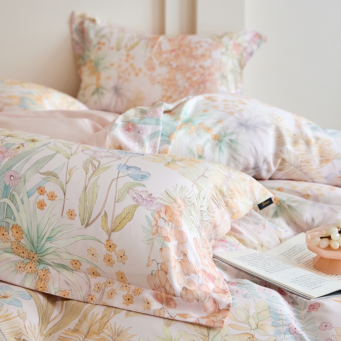 91家纺网 家纺一手货源 找家纺 梧桐树 2026新款全棉纯棉长绒棉数码印花系列四件套 S56伊甸园