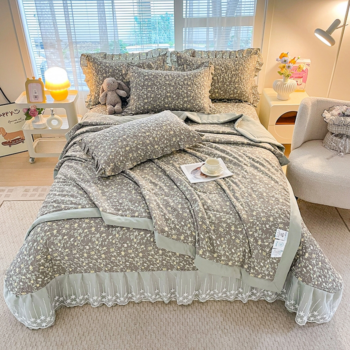 91家纺网 家纺一手货源 找家纺 艺慕家纺 2026新款夏被四件套 金盏花语