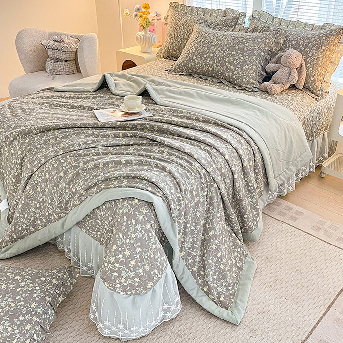 91家纺网 家纺一手货源 找家纺 艺慕家纺 2026新款夏被四件套 金盏花语