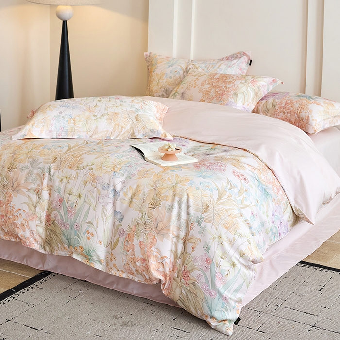 91家纺网 家纺一手货源 找家纺 梧桐树 2026新款全棉纯棉长绒棉数码印花系列四件套 S56伊甸园