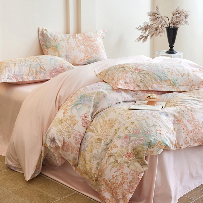 91家纺网 家纺一手货源 找家纺 梧桐树 2026新款全棉纯棉长绒棉数码印花系列四件套 S56伊甸园