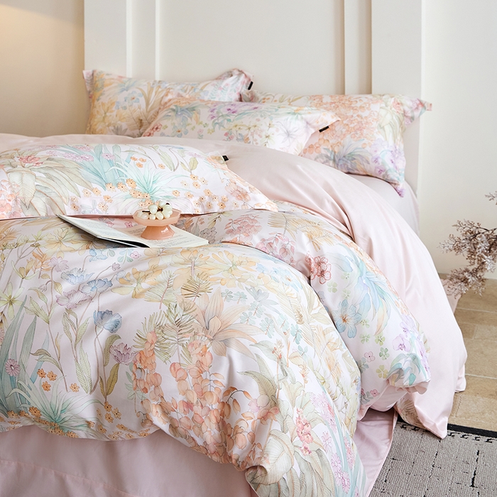 91家纺网 家纺一手货源 找家纺 梧桐树 2026新款全棉纯棉长绒棉数码印花系列四件套 S56伊甸园