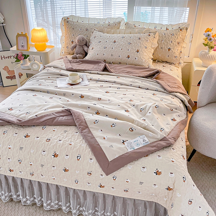 91家纺网 家纺一手货源 找家纺 艺慕家纺 2026新款夏被四件套 可爱熊仔