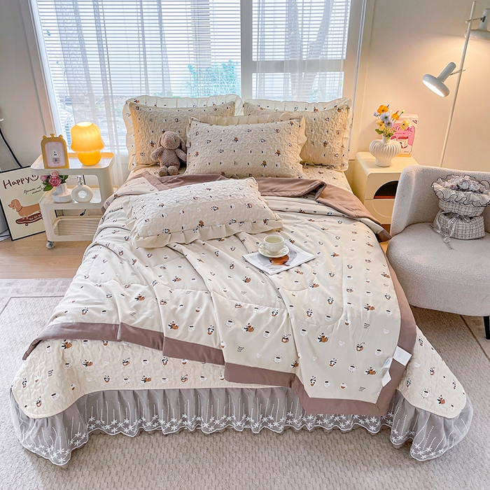 91家纺网 家纺一手货源 找家纺 艺慕家纺 2026新款夏被四件套 可爱熊仔