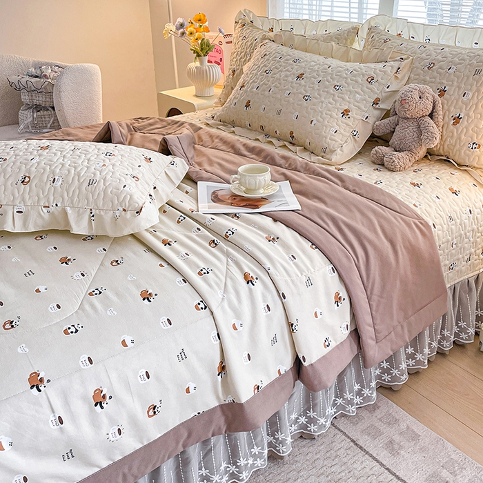 91家纺网 家纺一手货源 找家纺 艺慕家纺 2026新款夏被四件套 可爱熊仔