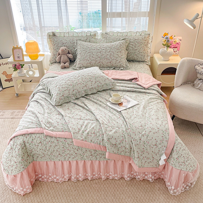 91家纺网 家纺一手货源 找家纺 艺慕家纺 2026新款夏被四件套 雾紫花蔓