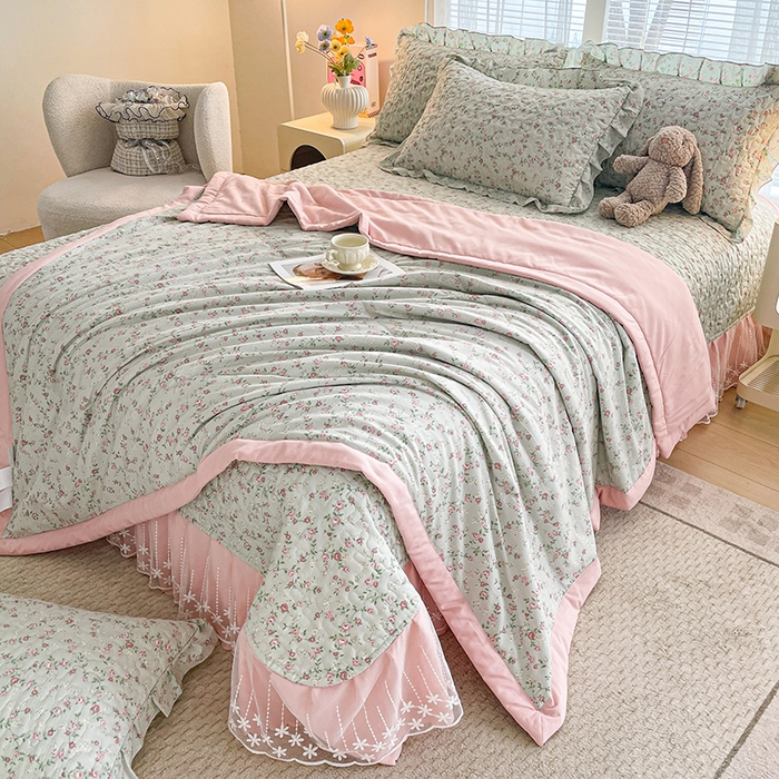 91家纺网 家纺一手货源 找家纺 艺慕家纺 2026新款夏被四件套 雾紫花蔓