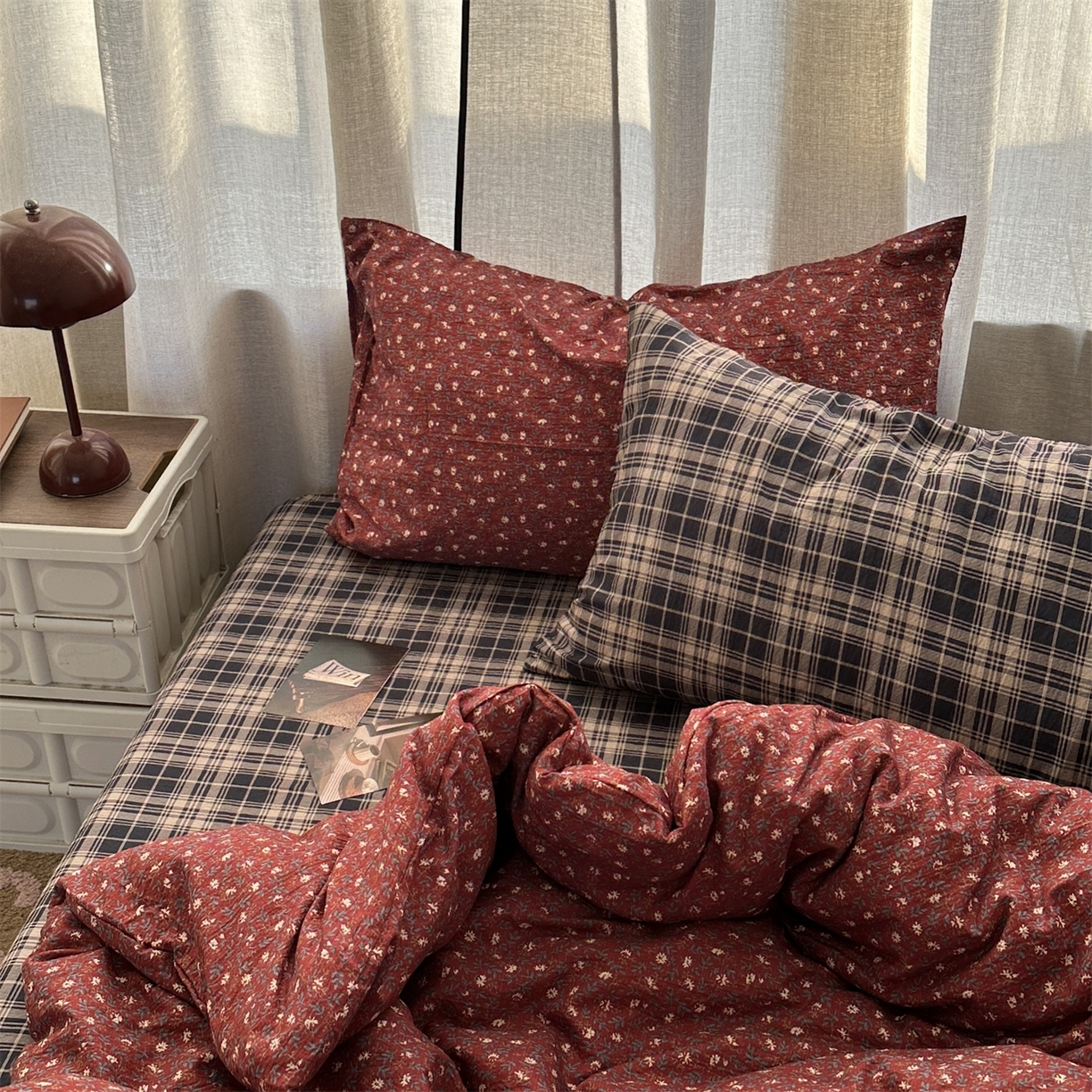 91家纺网 家纺一手货源 找家纺 （总）拾一 2026新款日韩复古混搭风田园小碎花水洗棉木棉四件套