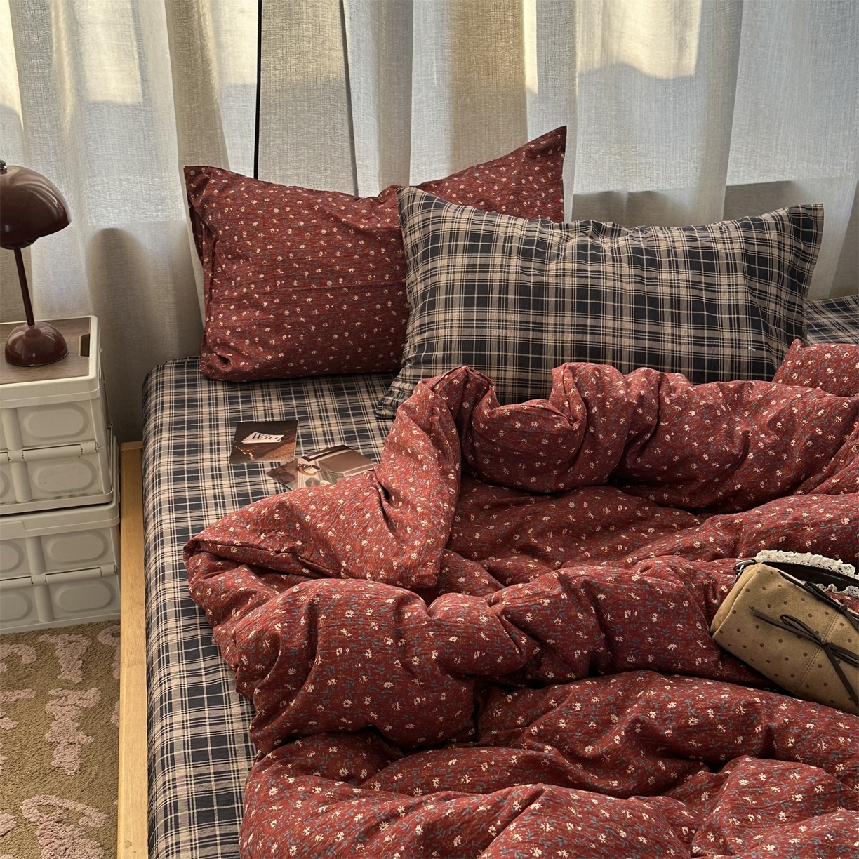 91家纺网 家纺一手货源 找家纺 （总）拾一 2026新款日韩复古混搭风田园小碎花水洗棉木棉四件套