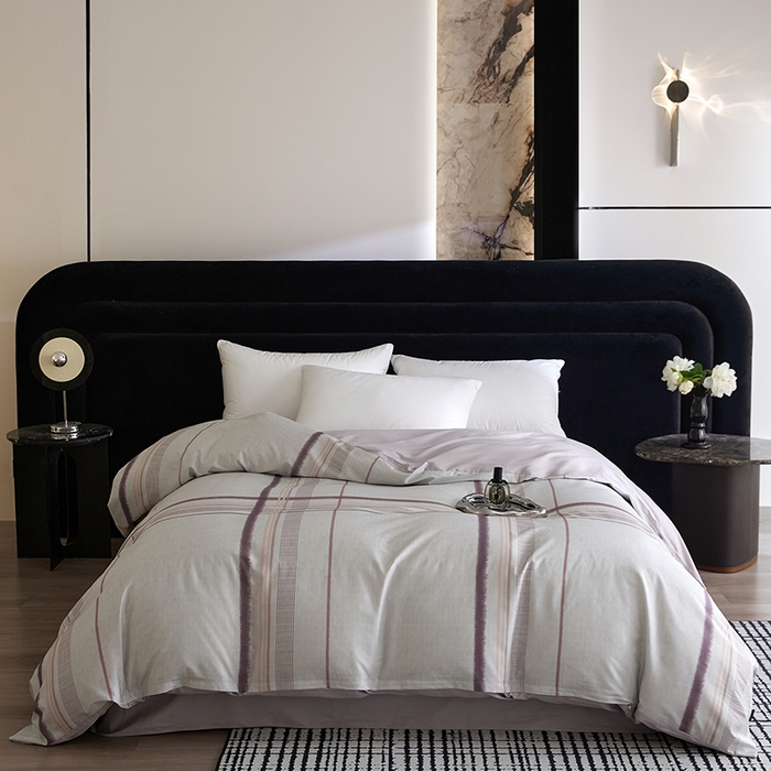 91家纺网 家纺一手货源 找家纺 梧桐树 2026新款全棉纯棉长绒棉数码印花系列四件套 S57品格豆沙