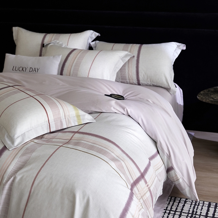 91家纺网 家纺一手货源 找家纺 梧桐树 2026新款全棉纯棉长绒棉数码印花系列四件套 S57品格豆沙