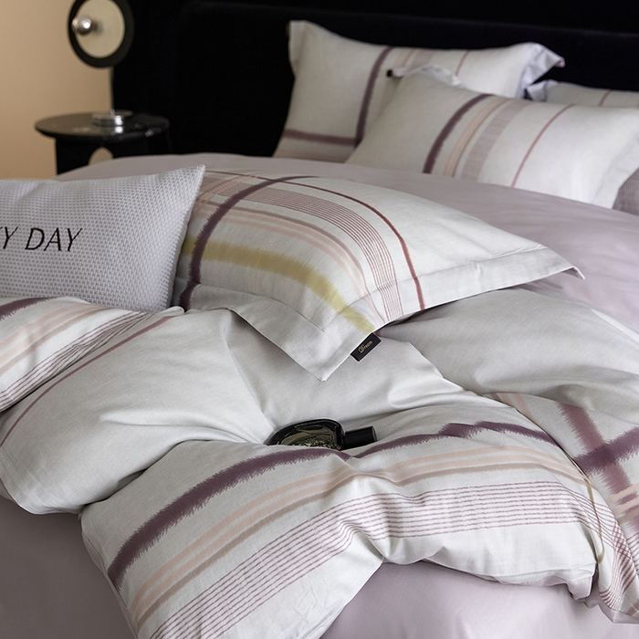 91家纺网 家纺一手货源 找家纺 梧桐树 2026新款全棉纯棉长绒棉数码印花系列四件套 S57品格豆沙