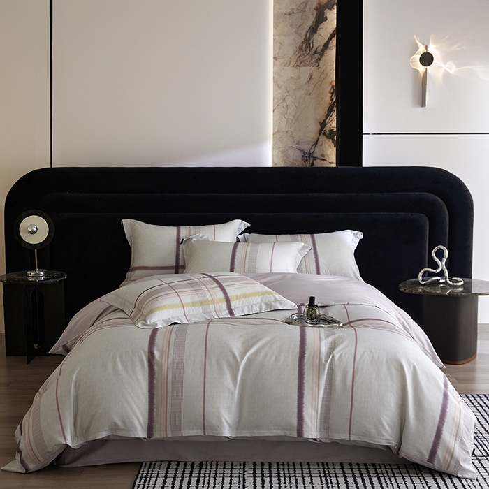 91家纺网 家纺一手货源 找家纺 梧桐树 2026新款全棉纯棉长绒棉数码印花系列四件套 S57品格豆沙