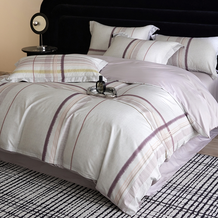 91家纺网 家纺一手货源 找家纺 梧桐树 2026新款全棉纯棉长绒棉数码印花系列四件套 S57品格豆沙