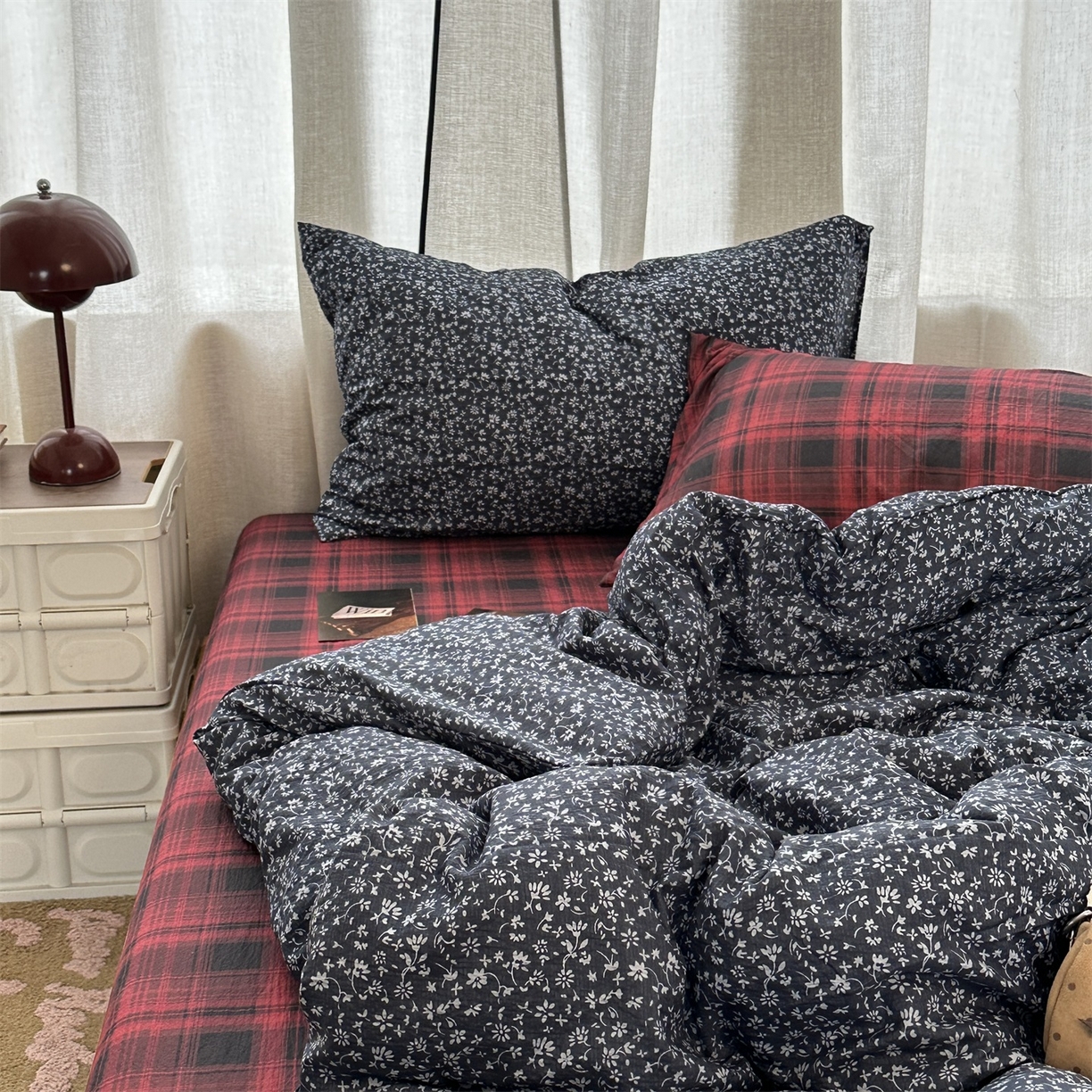 91家纺网 家纺一手货源 找家纺 （总）拾一 2026新款日韩复古混搭风田园小碎花水洗棉木棉四件套