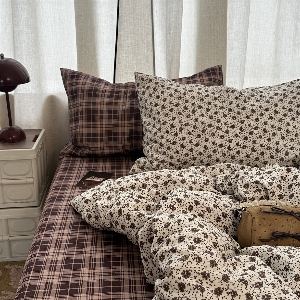 91家纺网 家纺一手货源 找家纺 （总）拾一 2026新款日韩复古混搭风田园小碎花水洗棉木棉四件套