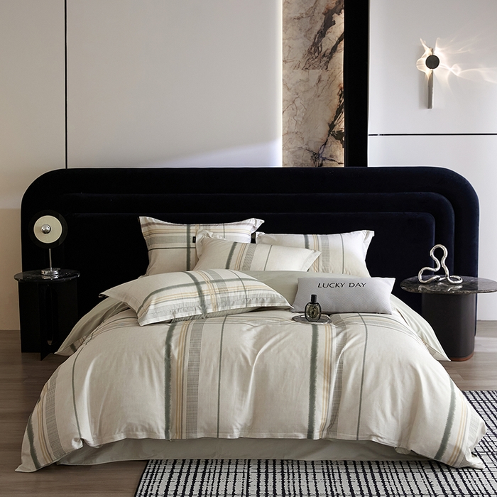 91家纺网 家纺一手货源 找家纺 梧桐树 2026新款全棉纯棉长绒棉数码印花系列四件套 S58品格绿