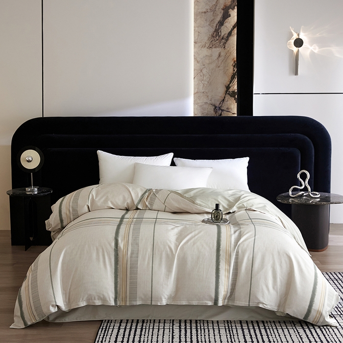 91家纺网 家纺一手货源 找家纺 梧桐树 2026新款全棉纯棉长绒棉数码印花系列四件套 S58品格绿