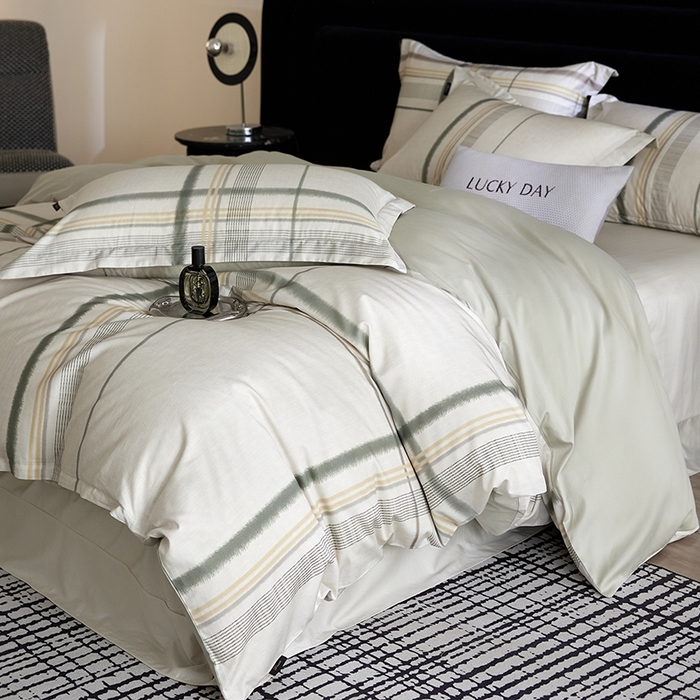 91家纺网 家纺一手货源 找家纺 梧桐树 2026新款全棉纯棉长绒棉数码印花系列四件套 S58品格绿